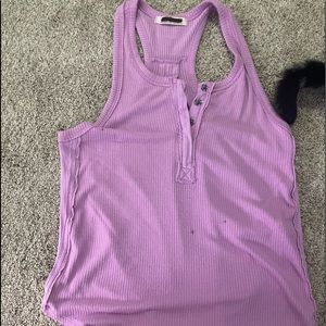 Purple Free People Button Down Tank